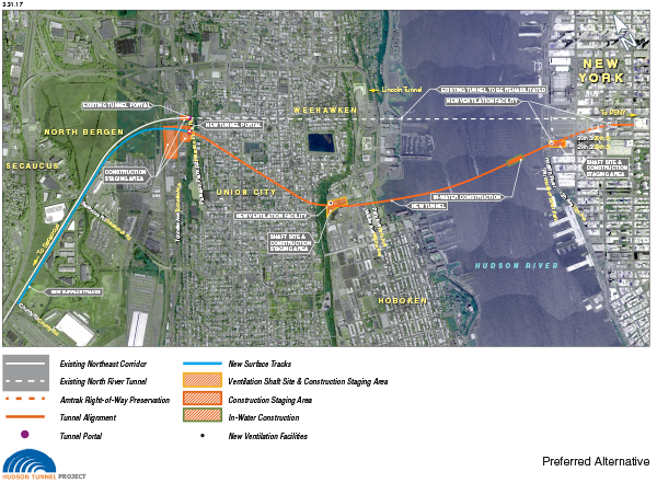 Hudson Tunnel Project Area Map - Click to view in large, high-resolution PDF format.